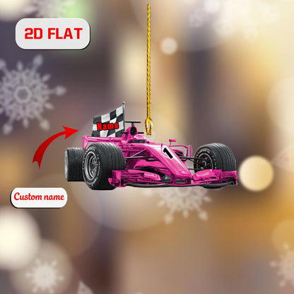 Personalized Race Car Christmas Ornament Acrylic, Custom Name Formula 1 Gift, Holiday Tree Decoration for Racer, Car Lover & Motorsport Fan