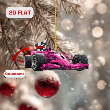 Personalized Race Car Christmas Ornament Acrylic, Custom Name Formula 1 Gift, Holiday Tree Decoration for Racer, Car Lover & Motorsport Fan