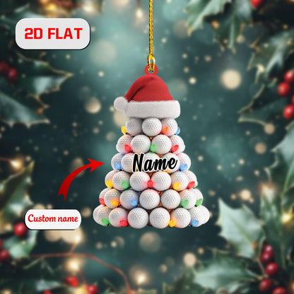 Personalized Golf Ball Christmas Tree Ornament Acrylic, Custom Name Golfer Gift, Holiday Decoration for Golf Lover, Coach & Sports Fan