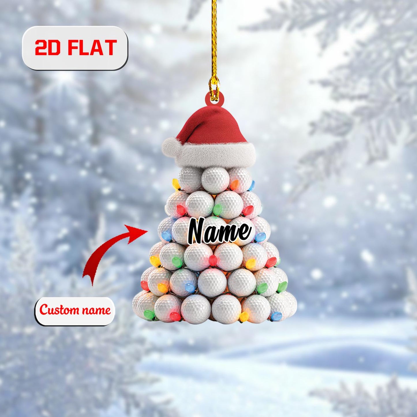 Personalized Golf Ball Christmas Tree Ornament Acrylic, Custom Name Golfer Gift, Holiday Decoration for Golf Lover, Coach & Sports Fan