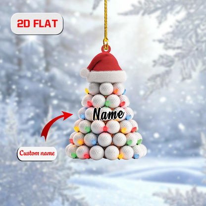 Personalized Golf Ball Christmas Tree Ornament Acrylic, Custom Name Golfer Gift, Holiday Decoration for Golf Lover, Coach & Sports Fan