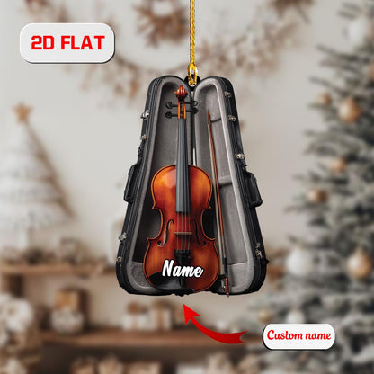 Personalized Violin Christmas Ornament Acrylic, Custom Name Music Lover Gift, Holiday Tree Decoration for Violinist, Music Teacher & Student