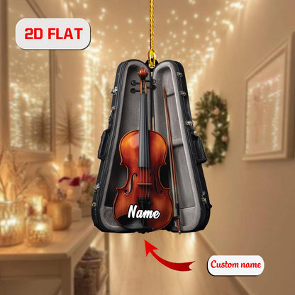 Personalized Violin Christmas Ornament Acrylic, Custom Name Music Lover Gift, Holiday Tree Decoration for Violinist, Music Teacher & Student