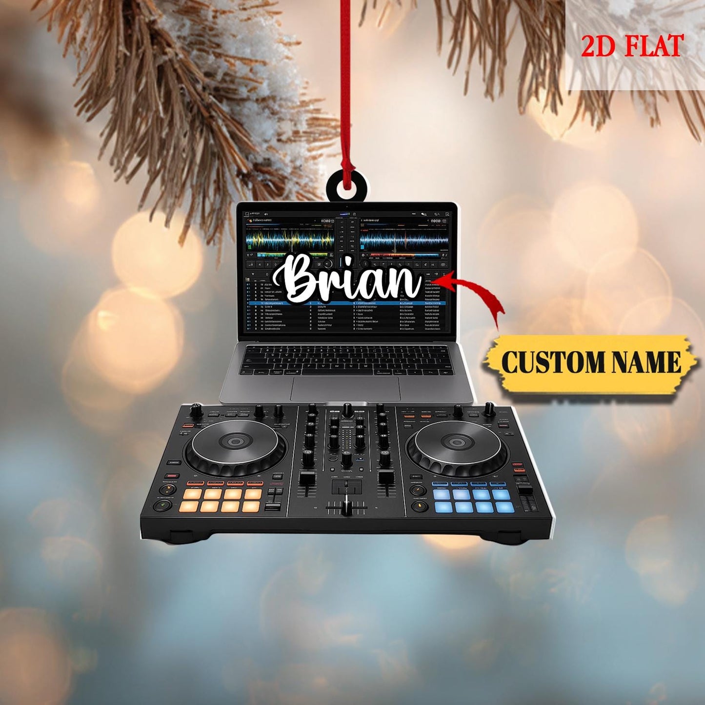 Personalized Pioneer DJ Flat 2D Ornament, Custom Name DJ Christmas Tree Ornament, Music Dj Ornament, Christmas Gift for DJ, Boyfriend