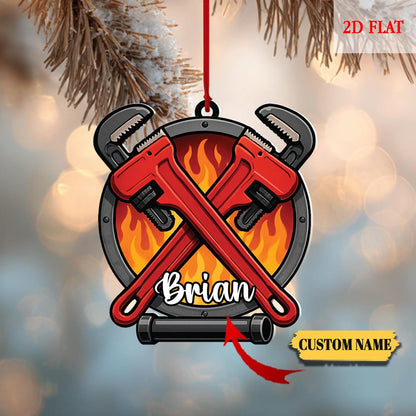 Personalized Plumber Layered 2D Flat Ornament, Custom Plumber Christmas Tree Ornament, Mechanic Christmas Home Decor, Gift for Dad, Husband