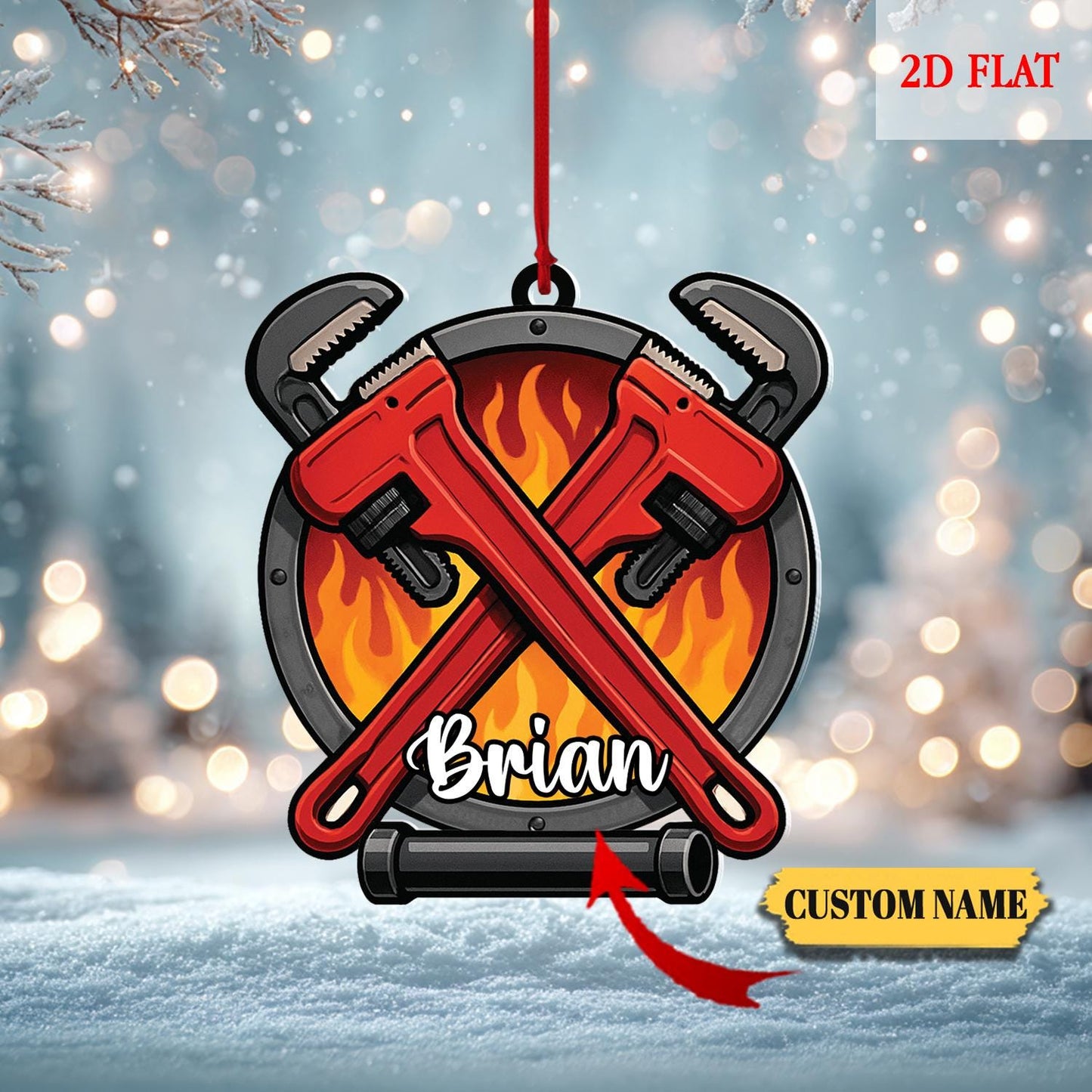 Personalized Plumber Layered 2D Flat Ornament, Custom Plumber Christmas Tree Ornament, Mechanic Christmas Home Decor, Gift for Dad, Husband