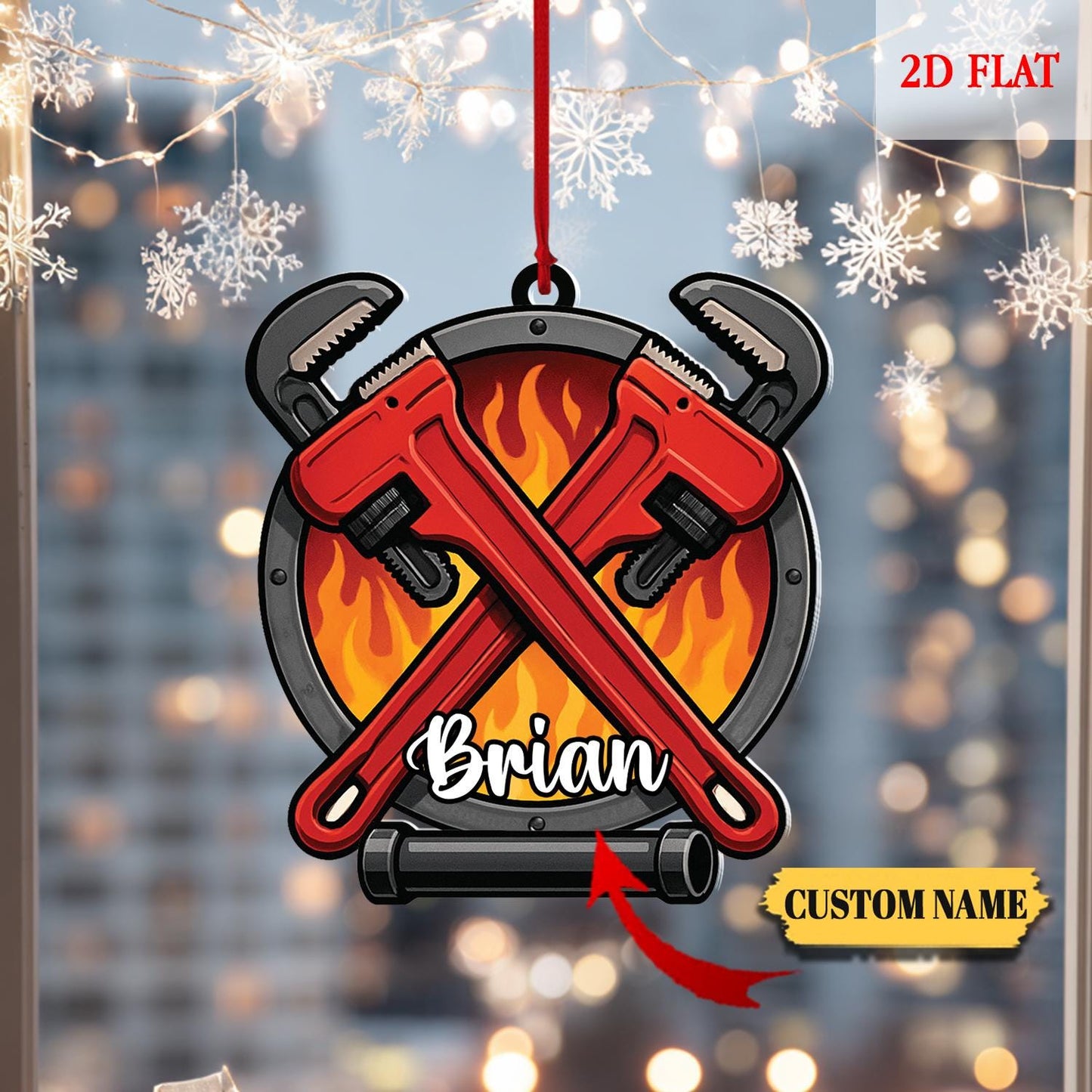 Personalized Plumber Layered 2D Flat Ornament, Custom Plumber Christmas Tree Ornament, Mechanic Christmas Home Decor, Gift for Dad, Husband
