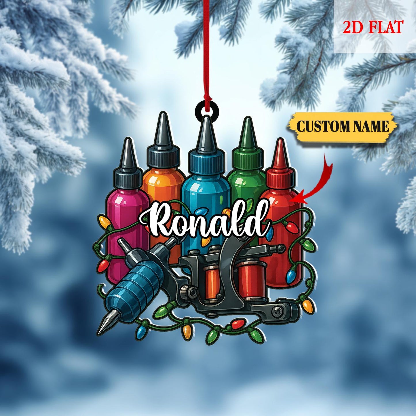 Personalized Tattoo Tools Box Christmas Ornament, Tattoo Lovers Christmas Ornament Gift,Tattoo Studio Xmas Tree Decor Gift, Gift for Husband