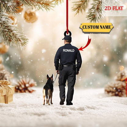 Personalized Police Dog Trainer Squad Ornament, Police Lovers Ornament, Gift For Police, Xmas Tree Hanging Decoration, Gift for Dad, Husband