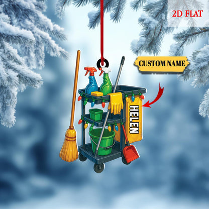 Personalized Housekeeping 2D flat Ornament, Cleaning Service Christmas Ornament, Housekeeper Xmas gift, Gift for Dad, Husband