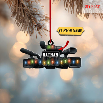 Personalized Professional Video Camera Camcorder 2D Flat Ornament, Angel Video camera Ornament Gift, Christmas Home Decor, Gift for Him