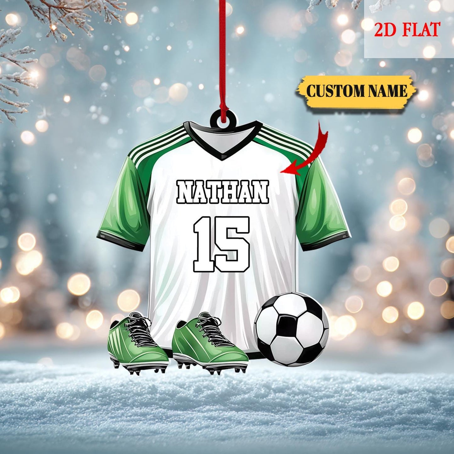Personalized Soccer Shose Ball 2D Flat Acrylic Ornament, Ornament For Soccer Players, Custom Gift For Soccer Teams, Gift for Dad, Husband