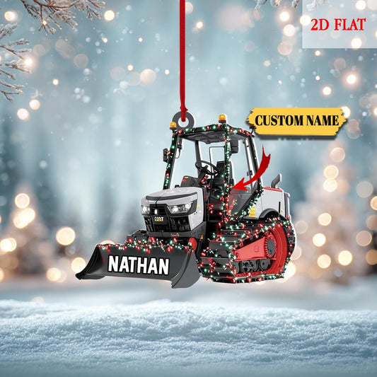 Personalized Wheel Loader Vehicles Equipment 2D Flat Acrylic Ornament, Christmas 2025 Ornament, Backhoe Loader Vehicles Ornament
