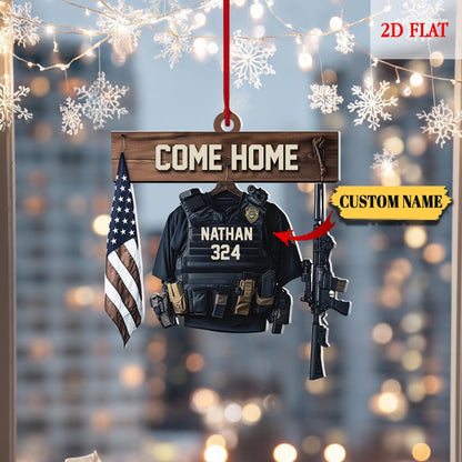 Personalized Bulletproof Police Vest Ornament Office Decor, Police Outfit 2D Flat Acrylic Ornament Christmas Gifts, Gift for Dad, Husband