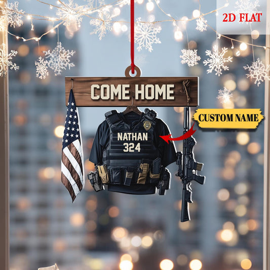 Personalized Bulletproof Police Vest Ornament Office Decor, Police Outfit 2D Flat Acrylic Ornament Christmas Gifts, Gift for Dad, Husband