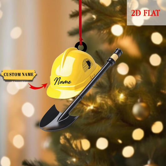 Personalized Coal Miner Flat 2D Acrylic Ornaments, Custom Xmas Gifts for Coworker Men, Coal Miner Christmas Ornament, Construction Gift