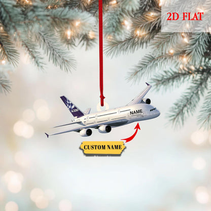 Personalized Airplane Acrylic 2D Flat Acrylic Ornament, Aviation Christmas Tree Decoration for Pilots, Traveling Hanging Gift