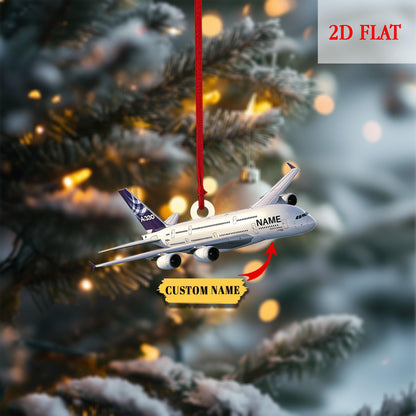Personalized Airplane Acrylic 2D Flat Acrylic Ornament, Aviation Christmas Tree Decoration for Pilots, Traveling Hanging Gift