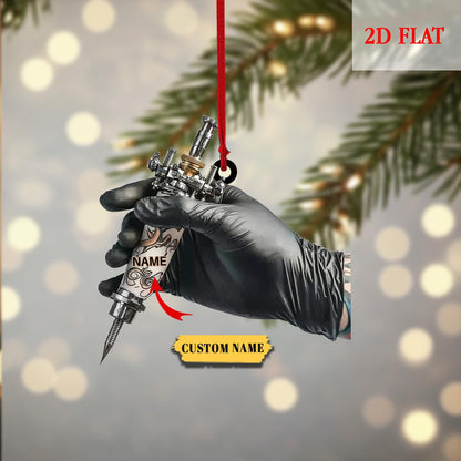 Personalized Tattoo Machine Ornament, Tattoo Artist, Gift For Tattoo Artist, Tattoo Lovers Gift, Tattoo Studio Xmas Tree Decor Gift