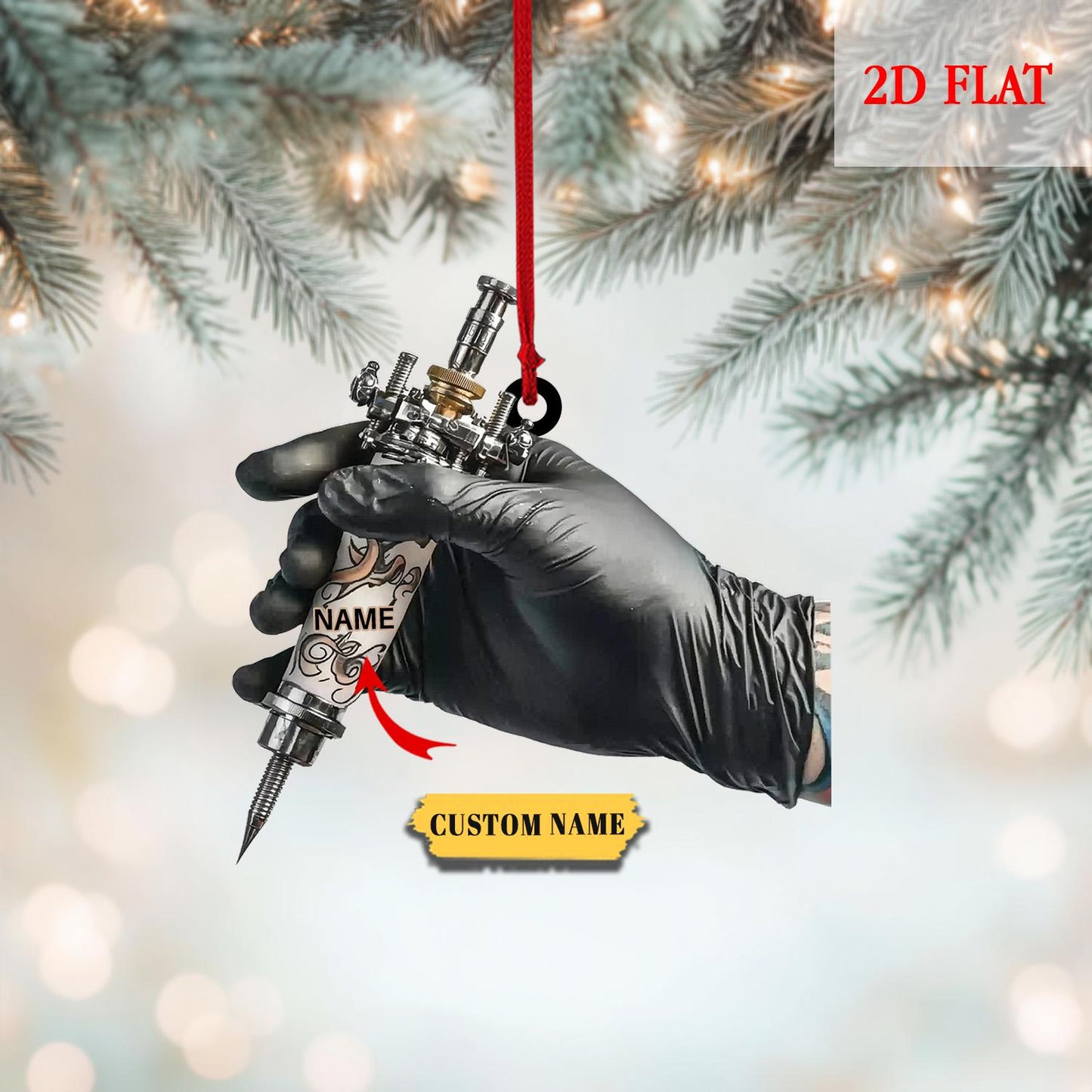 Personalized Tattoo Machine Ornament, Tattoo Artist, Gift For Tattoo Artist, Tattoo Lovers Gift, Tattoo Studio Xmas Tree Decor Gift