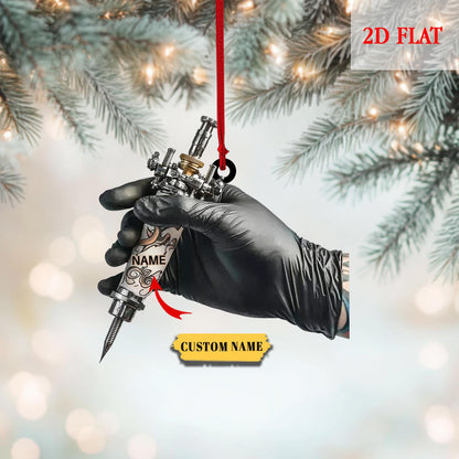 Personalized Tattoo Machine Ornament, Tattoo Artist, Gift For Tattoo Artist, Tattoo Lovers Gift, Tattoo Studio Xmas Tree Decor Gift