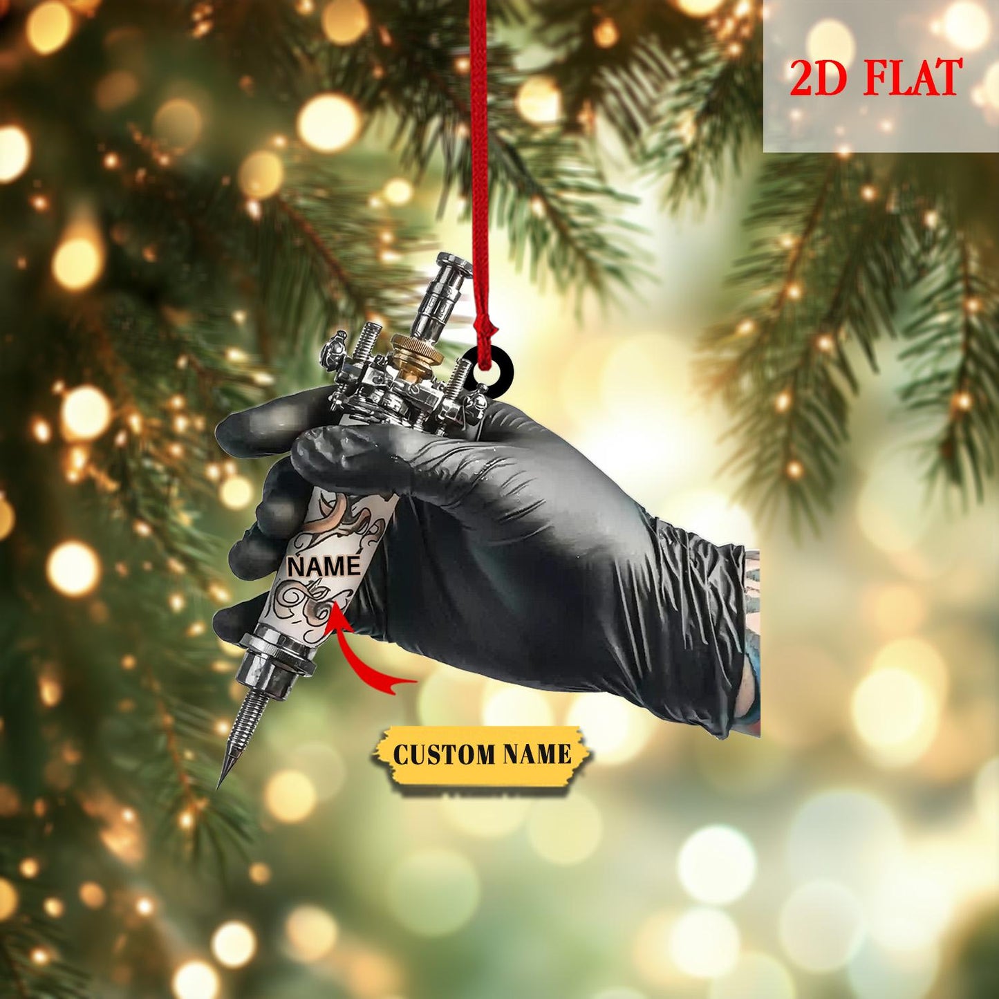 Personalized Tattoo Machine Ornament, Tattoo Artist, Gift For Tattoo Artist, Tattoo Lovers Gift, Tattoo Studio Xmas Tree Decor Gift