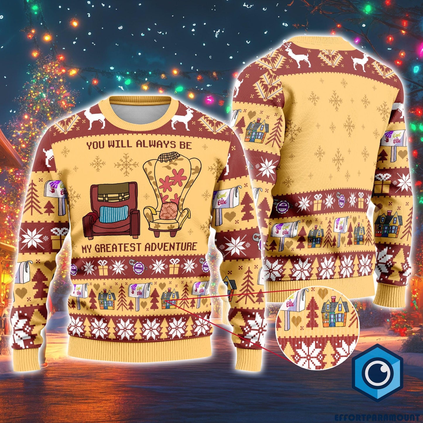 You Will Always My Greatest Adventure Sweatshirt | Pixar Up Movie Christmas Sweater | Carl And Ellie Xmas Sweatshirt Pixar Up Couple Sweater