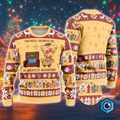 You Will Always My Greatest Adventure Sweatshirt | Pixar Up Movie Christmas Sweater | Carl And Ellie Xmas Sweatshirt Pixar Up Couple Sweater