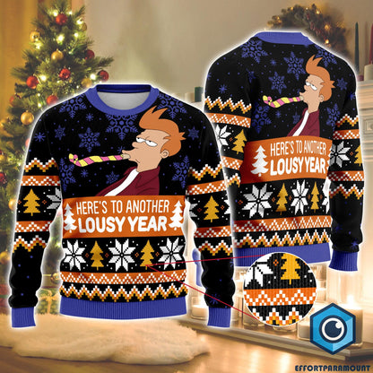 Futurama Ugly Christmas Sweatshirt, Bender Christmas Sweater, Here to another lousy year Ugly Christmas Shirt, Futurama Xmas Shirt