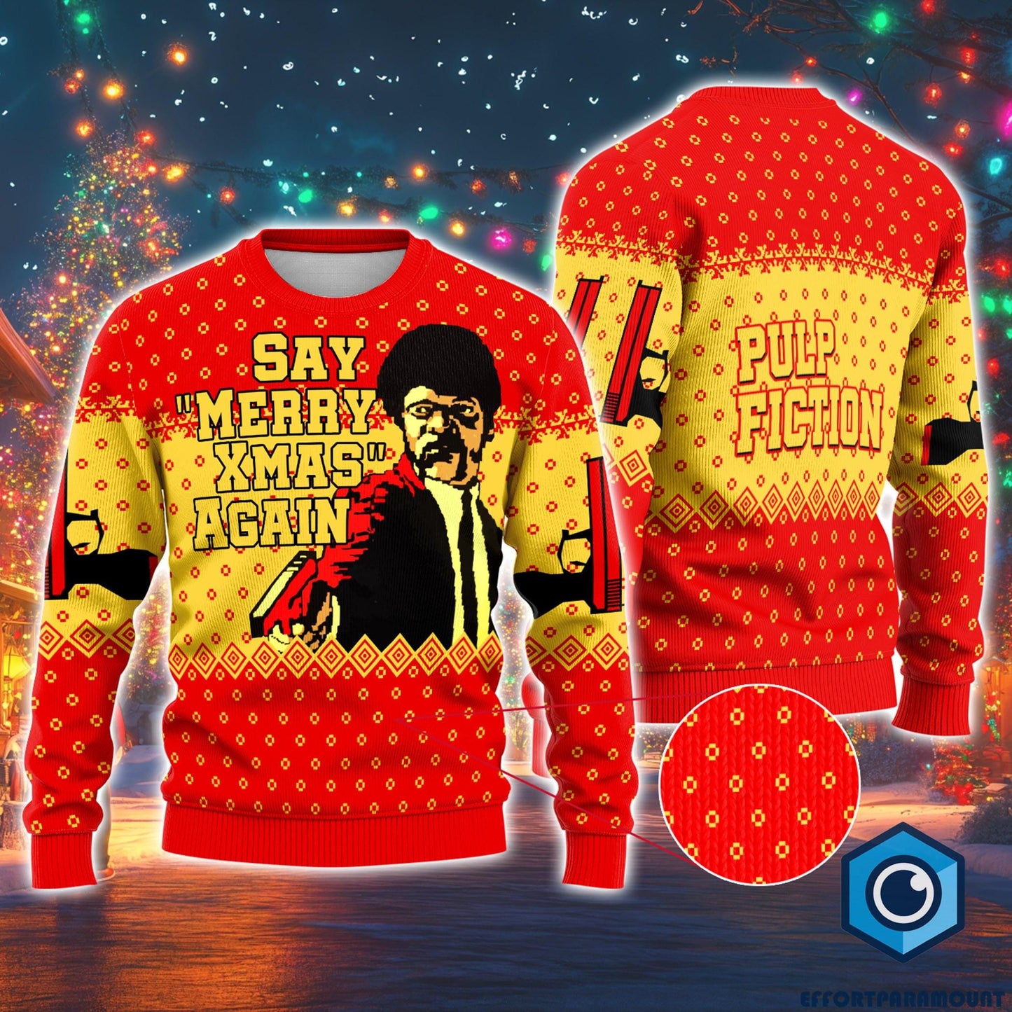 Pulp Fiction Ugly Christmas Sweater, Pulp Fiction Say "Merry Xmas" Again Sweatshirt, Pulp Fiction Christmas Sweatshirt