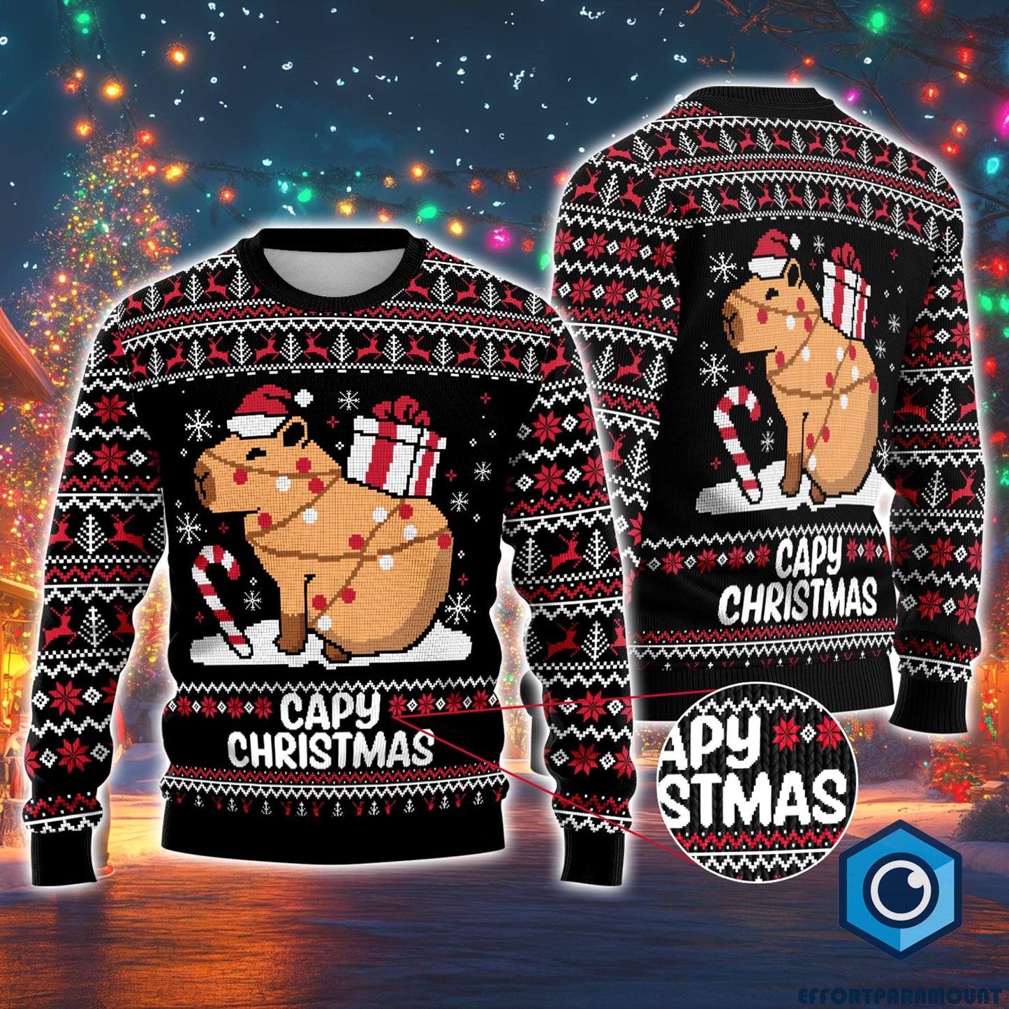 Capybara Ugly Christmas Sweater, Cute Capy Christmas Sweatshirt, Christmas Holiday Sweater, Family Xmas Matching Outfits