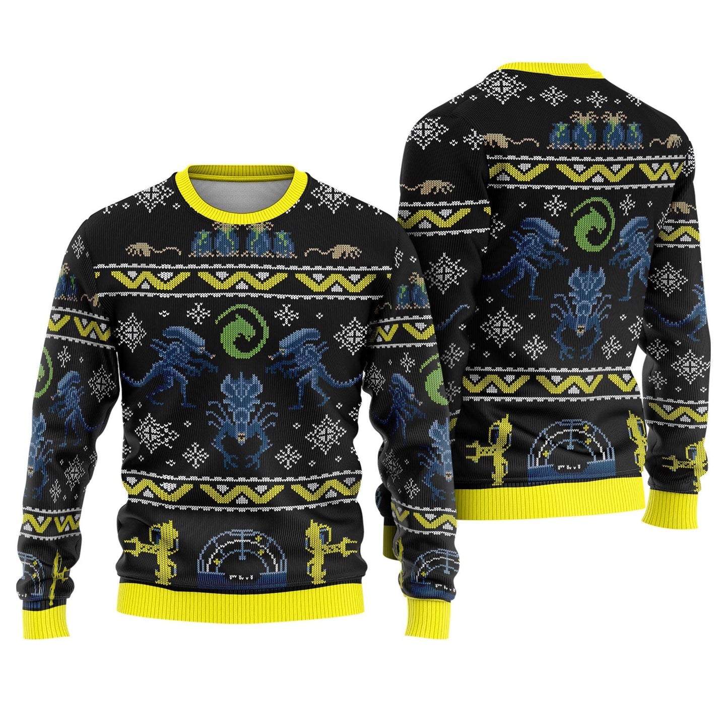 Xenomorph Alien Ugly Sweater, 70s Horror Sci Fi Movie Monster Jumper, Alien 1979 Ugly Christmas Sweater, Alien Xmas Party 2025 Gifts