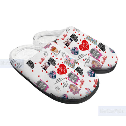 I Love Lucy Sitcom 3D All Over Printed Slippers, Custom Rubber Slippers, Winter Slippers, Lightweight Rubber Sole, Cotton Slipper