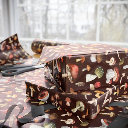 Mushroom Gift Wrap: Boho Earthy Colors Natural Wrapping Paper