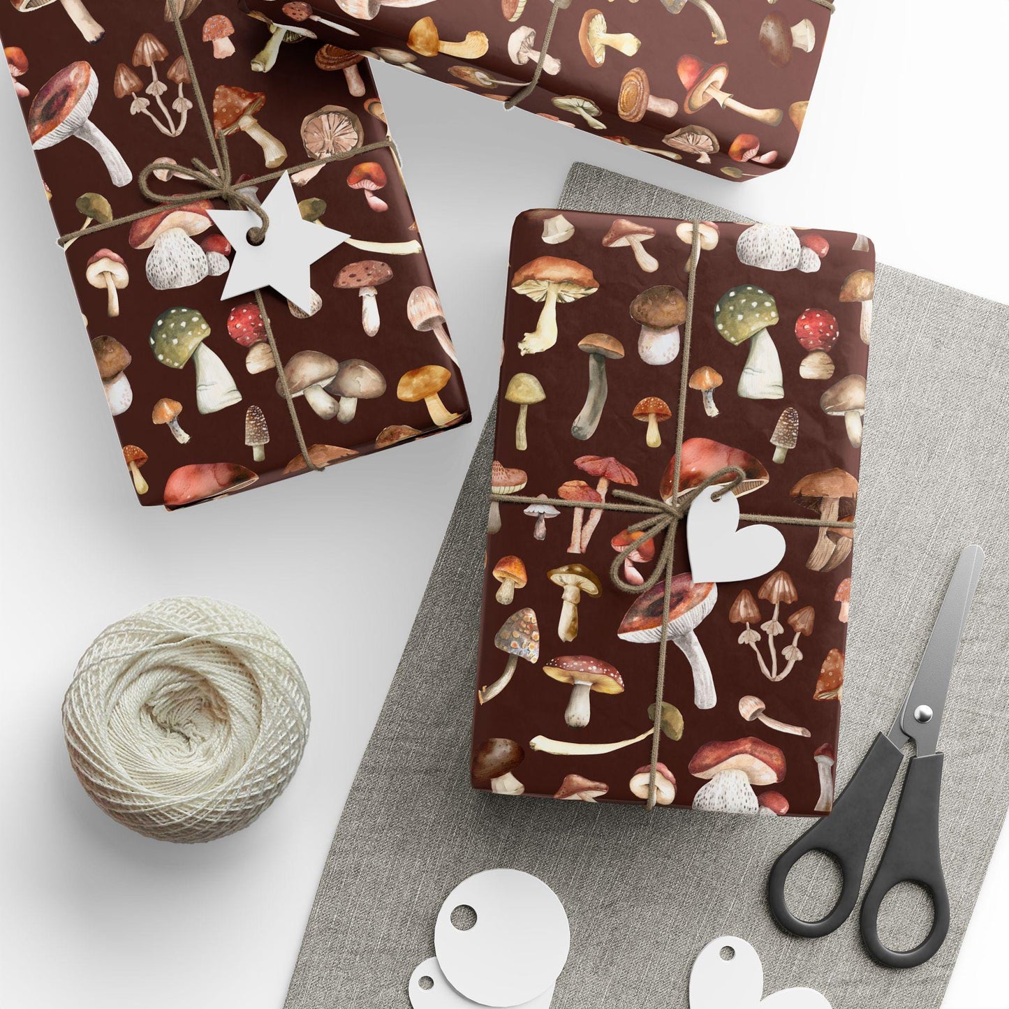 Mushroom Gift Wrap: Boho Earthy Colors Natural Wrapping Paper