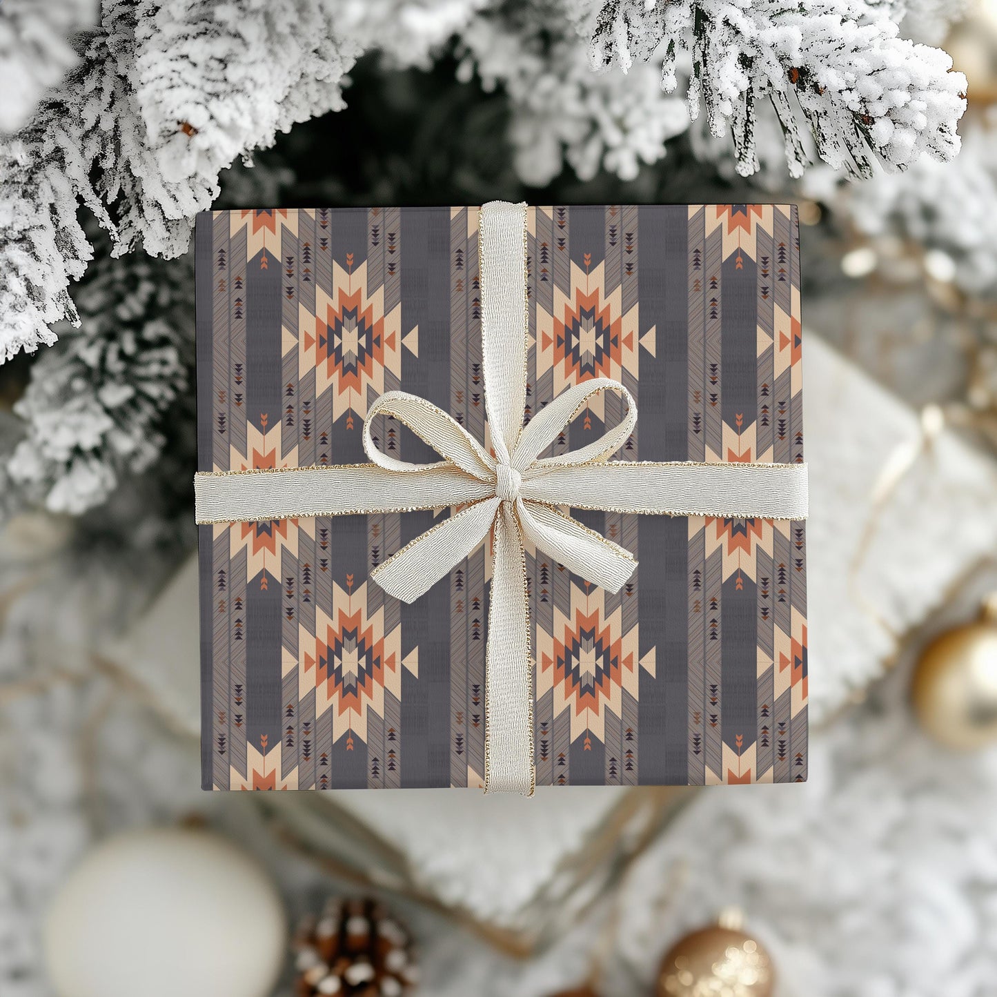 Vintage Western Gift Wrap Papers - Vintage Western Print Wrapping Paper - Unique Aztec Gift Paper