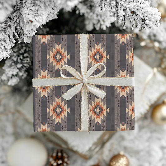 Vintage Western Gift Wrap Papers - Vintage Western Print Wrapping Paper - Unique Aztec Gift Paper