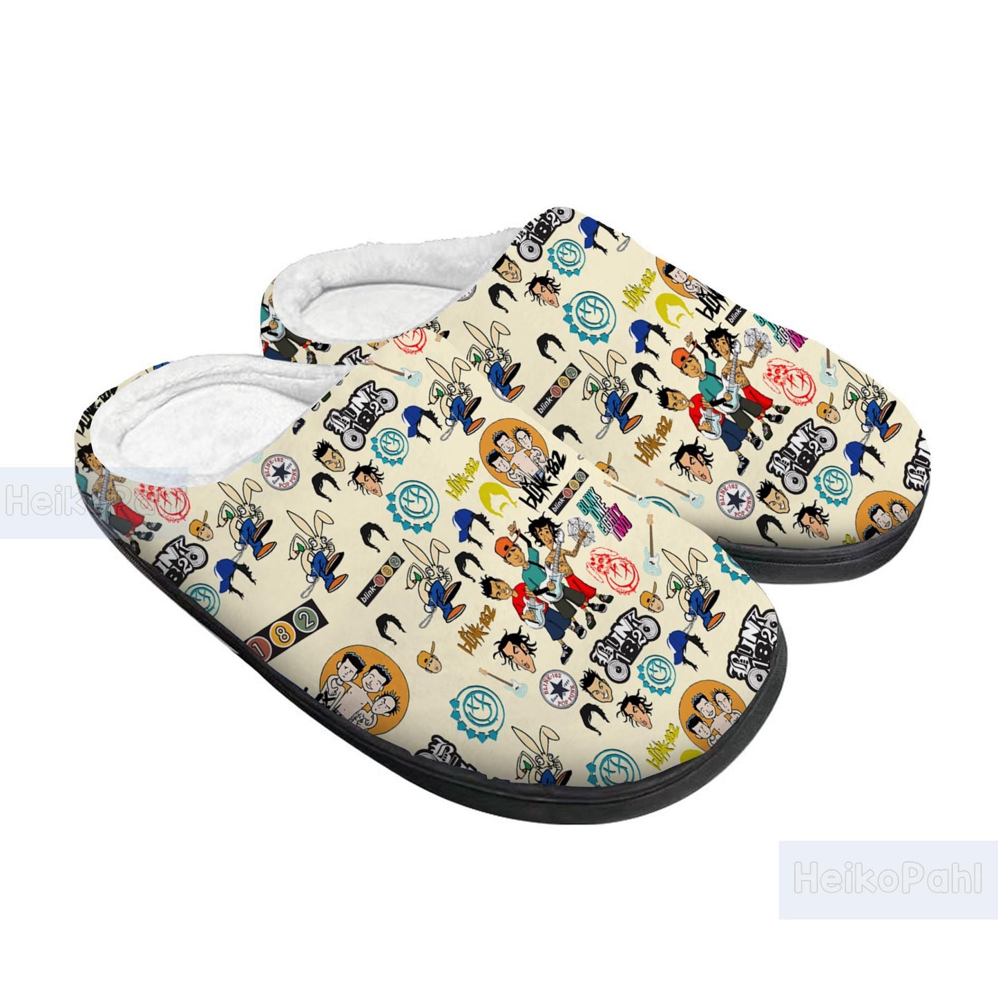 Blink-182 Music 3D All Over Printed Slippers, Rock Band, Custom Rubber Slippers, Winter Slippers, Lightweight Rubber Sole, Cotton Slipper