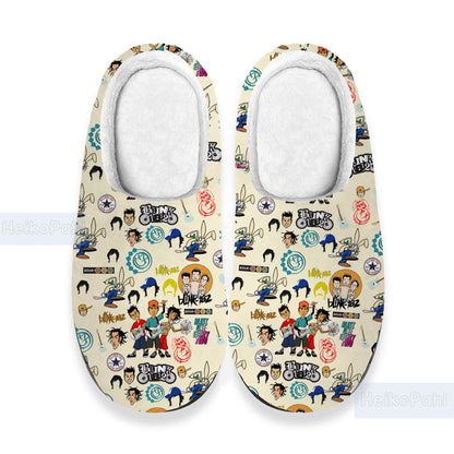 Blink-182 Music 3D All Over Printed Slippers, Rock Band, Custom Rubber Slippers, Winter Slippers, Lightweight Rubber Sole, Cotton Slipper