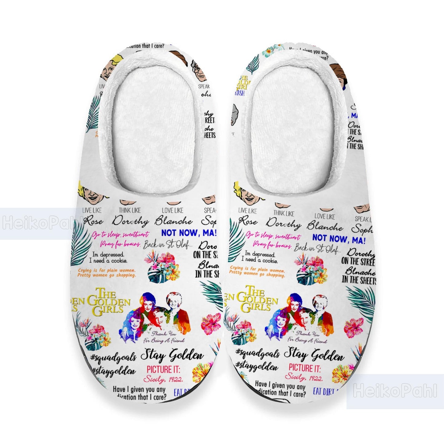 The Golden Girls 3D All Over Printed Slippers, Custom Rubber Slippers, Winter Slippers, Lightweight Rubber Sole, Cotton Slipper