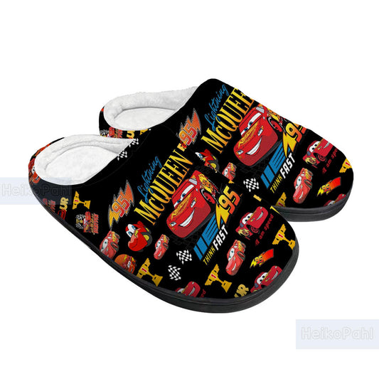 Lightning McQueen Cartoon 3D All Over Printed Slippers, Custom Rubber Slippers, Winter Slippers, Lightweight Rubber Sole, Cotton Slipper