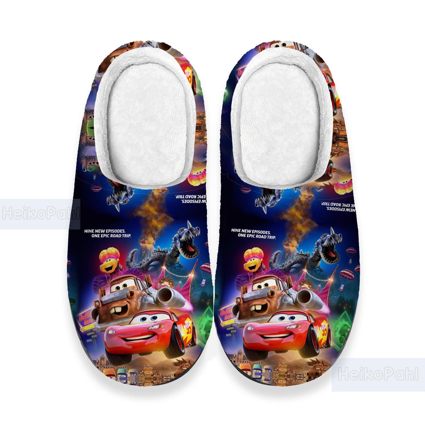 Lightning McQueen Cartoon 3D All Over Printed Slippers, Winter Slippers, Custom Rubber Slippers, Lightweight Rubber Sole, Cotton Slipper