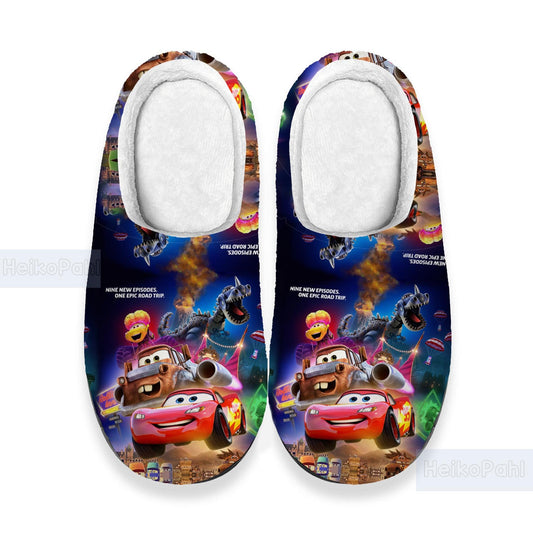 Lightning McQueen Cartoon 3D All Over Printed Slippers, Winter Slippers, Custom Rubber Slippers, Lightweight Rubber Sole, Cotton Slipper