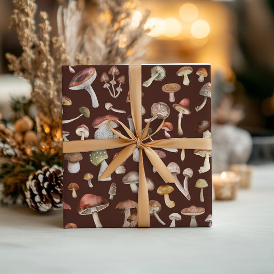 Mushroom Gift Wrap: Boho Earthy Colors Natural Wrapping Paper
