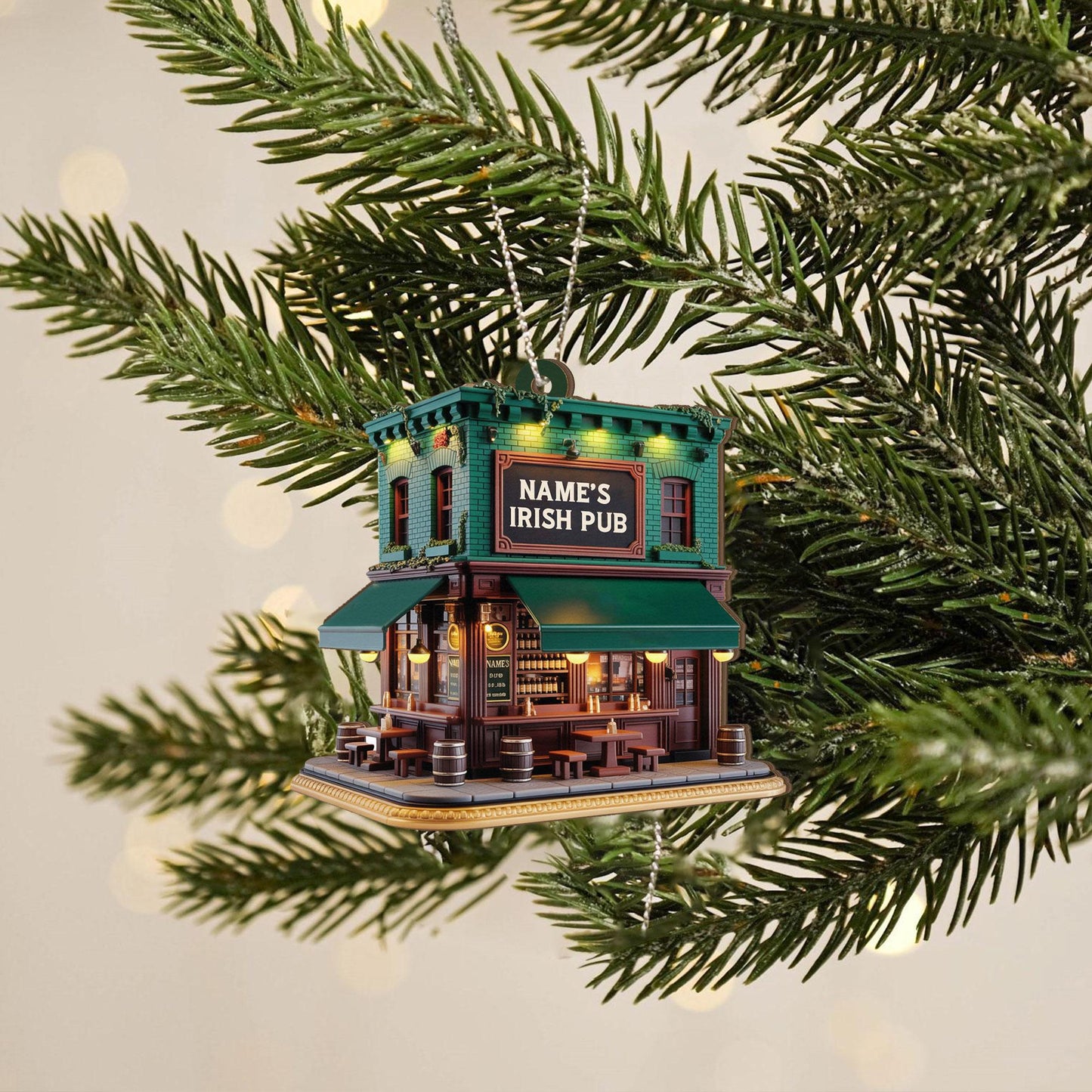 Personalized Irish Pub Ornament, Irish 2D Flat Ornament 2025, Ireland Gifts Shamrock, Irish Christmas Keepsake, Pub Decor Gift For Pub Lover