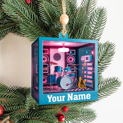 Personalized Music Room 2D Flat Ornament, Custom Christmas Ornament, Music Room Ornament, Music Studio Ornament, Musician Christmas Gift