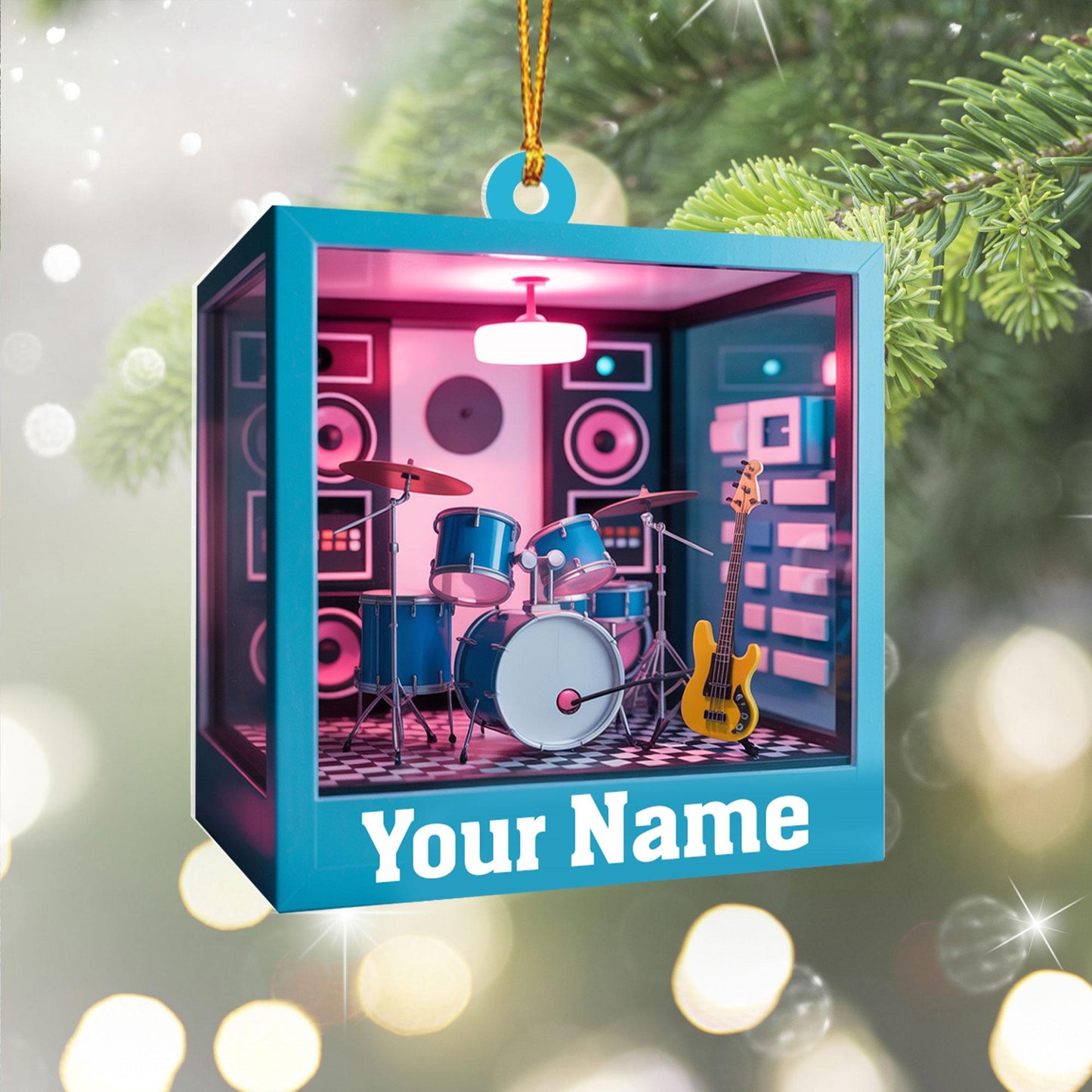 Personalized Music Room 2D Flat Ornament, Custom Christmas Ornament, Music Room Ornament, Music Studio Ornament, Musician Christmas Gift