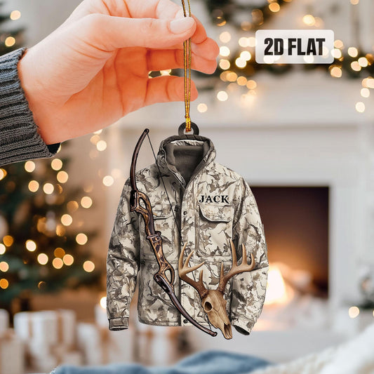 Personalized Hunting 2D Flat Ornament, Custom Deer Hunting Christmas Tree Ornament, Hunting Vest Christmas, Gift for, Dad, Husband, Hunter