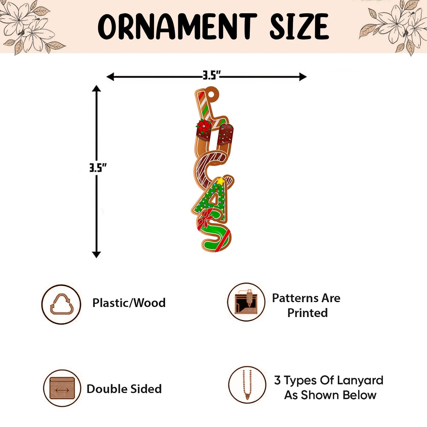 Personalized Christmas Name Ornament, Custom Gingerbread Cookie Letters Christmas Ornament, Christmas Home Decor, Holiday Gift for Kids