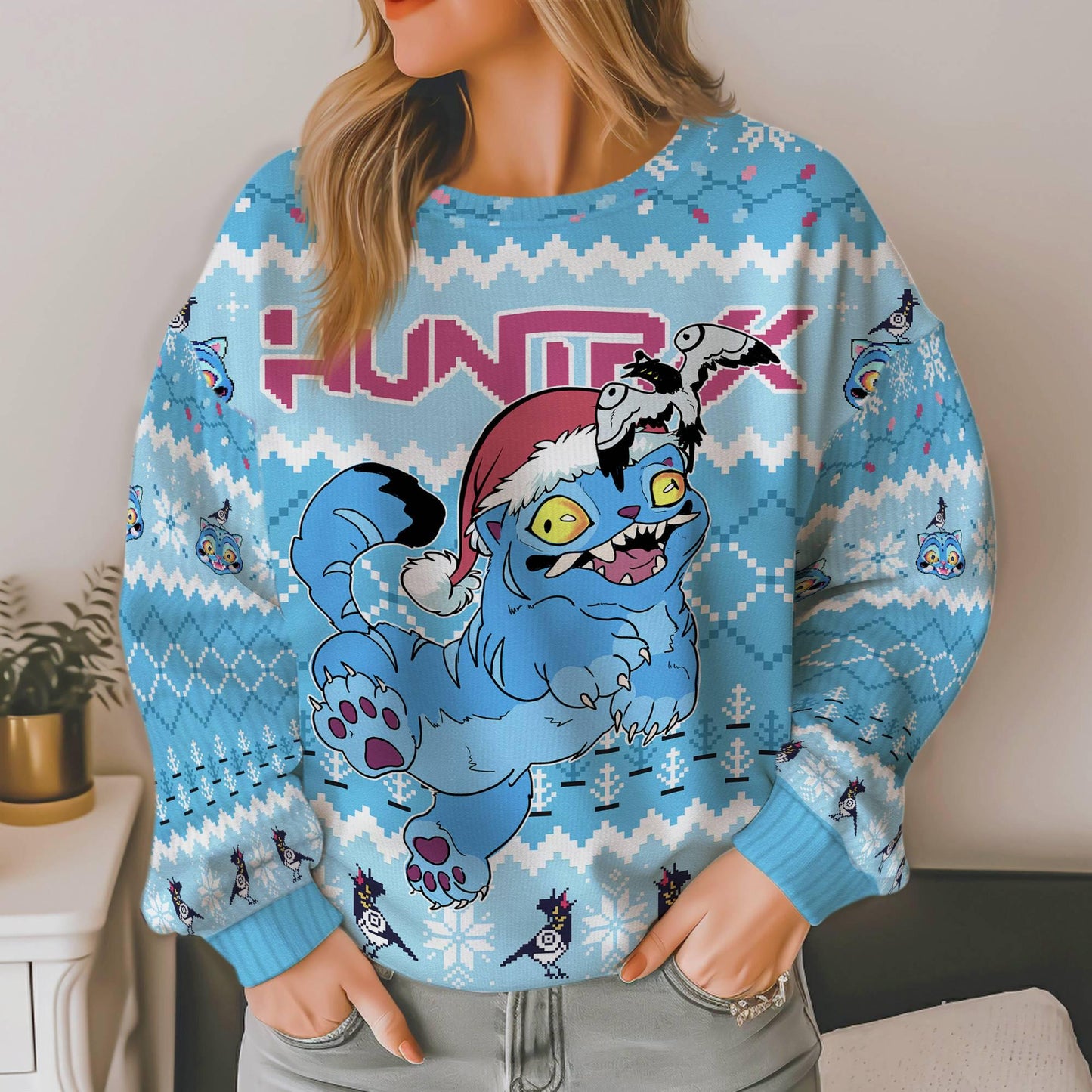 Kpop Derpy The Tiger Sussie Sweatshirt, Kpop Demon Ugly Christmas, Saja Boys Huntrix Ugly Sweater, Hunter The Tiger Xmas Sussie Ugly Sweater